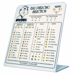 Стенд с моделями серег-игл для прокола