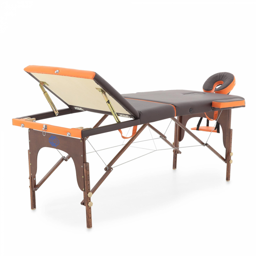 Массажный стол складной деревянный Med-Mos JF-AY01 3-х секционный (темная рама) фото 2